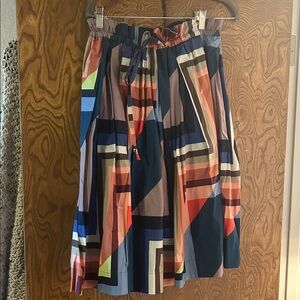 Eloquii Colorful Geo skirt with tie waist for any size. Pockets on both sides!